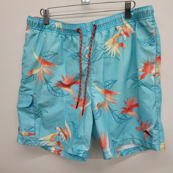 TOMMY BAHAMA Relax mens swim trunks board shorts Blue floral size Large - Picture 3 of 9